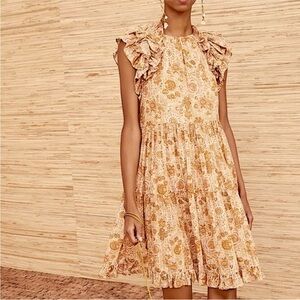 Ulla Johnson Adele Floral Ruffle Mini Dress Size 4